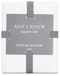 Rest & Renew Cotton Sateen White 300 Thread Duvet Set