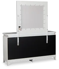 Alessandria White Lighted Dresser & Mirror