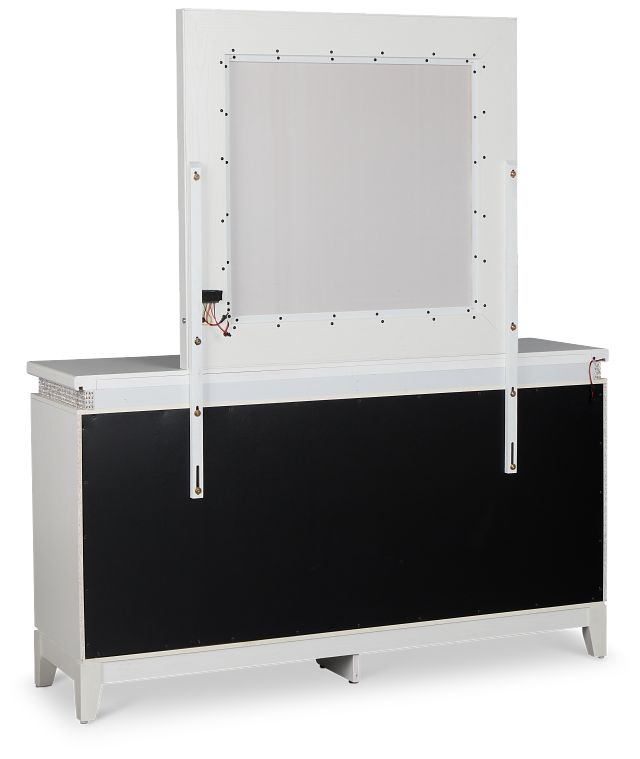 Alessandria White Lighted Dresser & Mirror