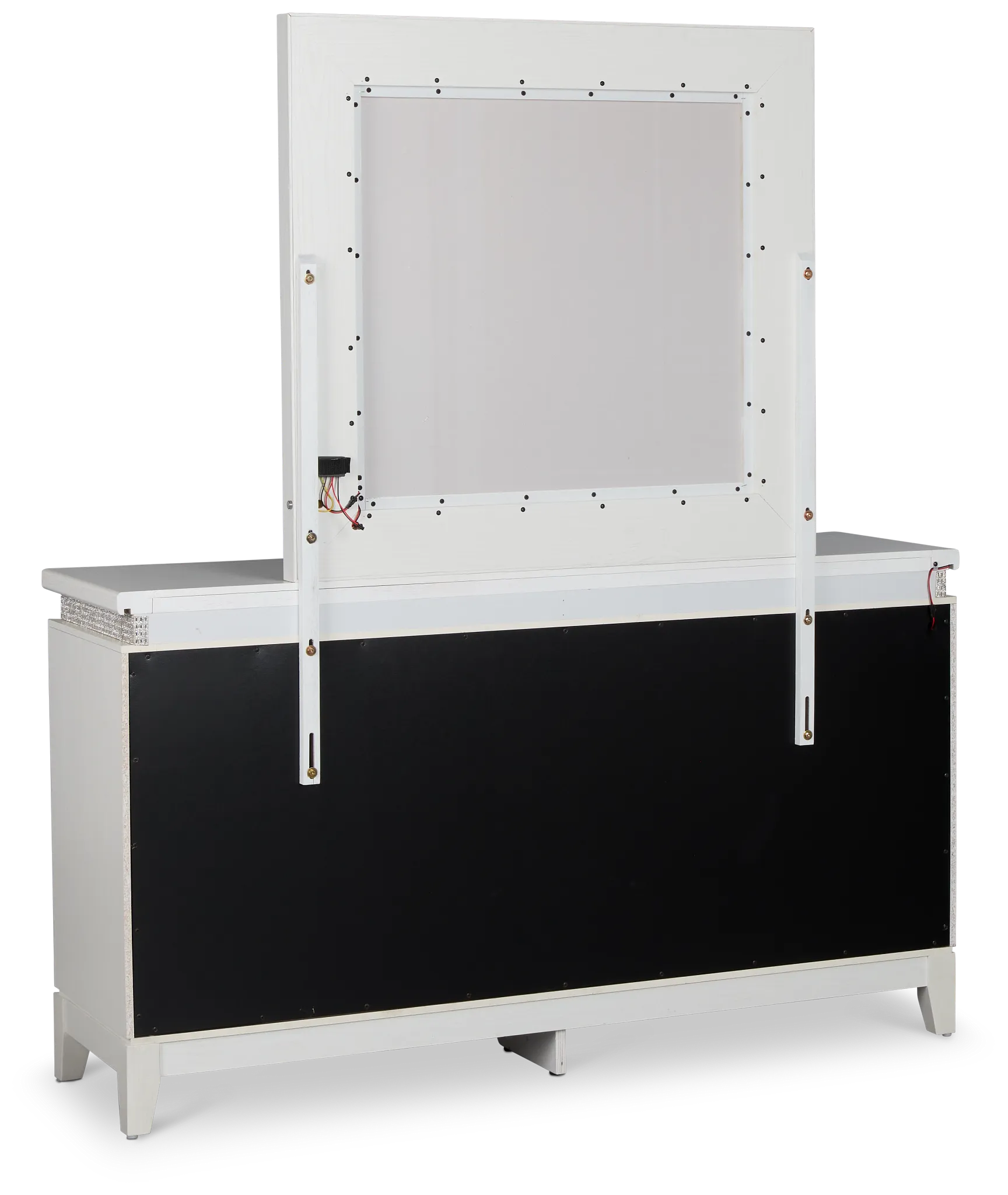 Alessandria White Lighted Dresser & Mirror