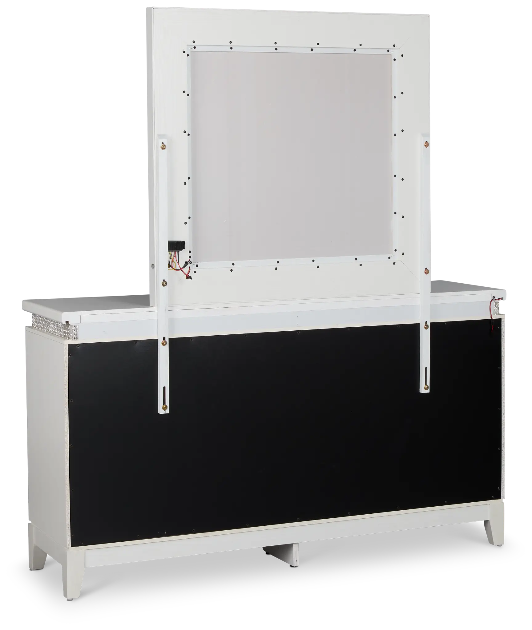 Alessandria White Lighted Dresser & Mirror Alessandria White Lighted Dresser & Mirror