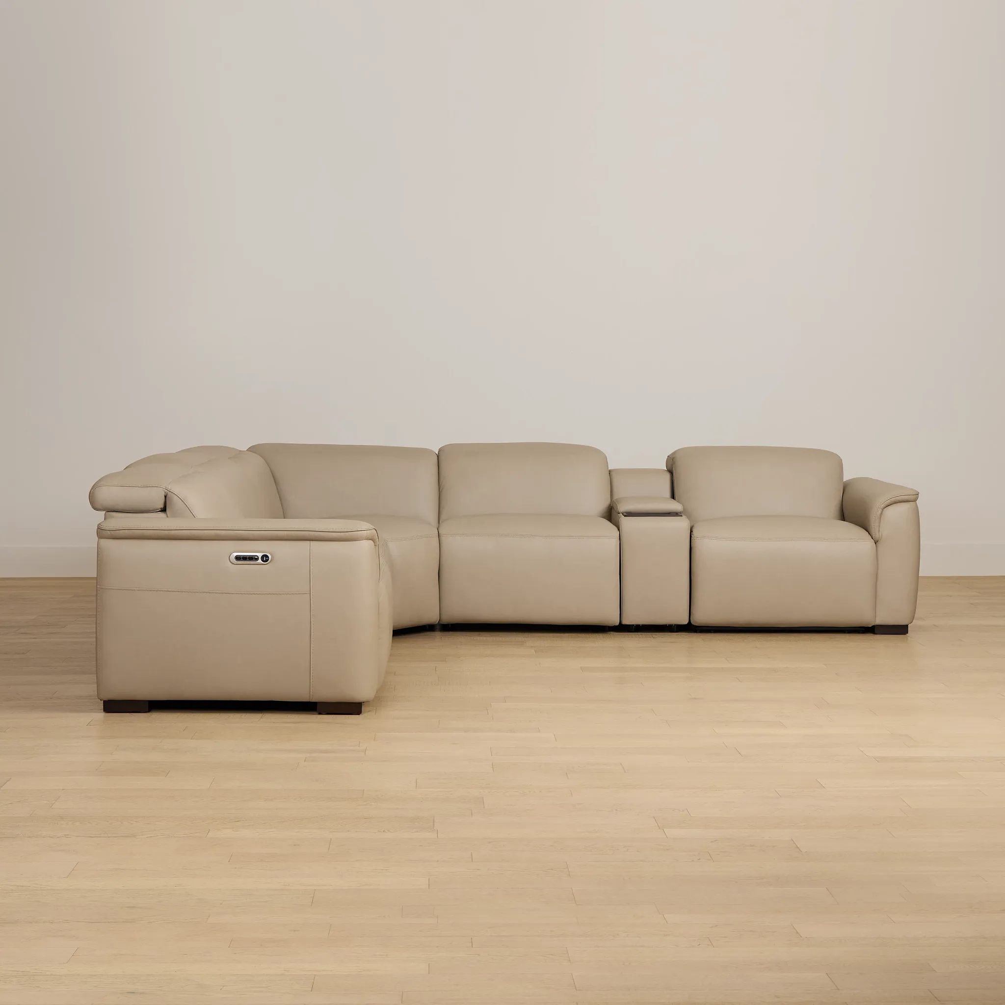 Flexsteel Brodie Taupe Lthr/vinyl Medium Dual Power 2-arm Reclining Sectional