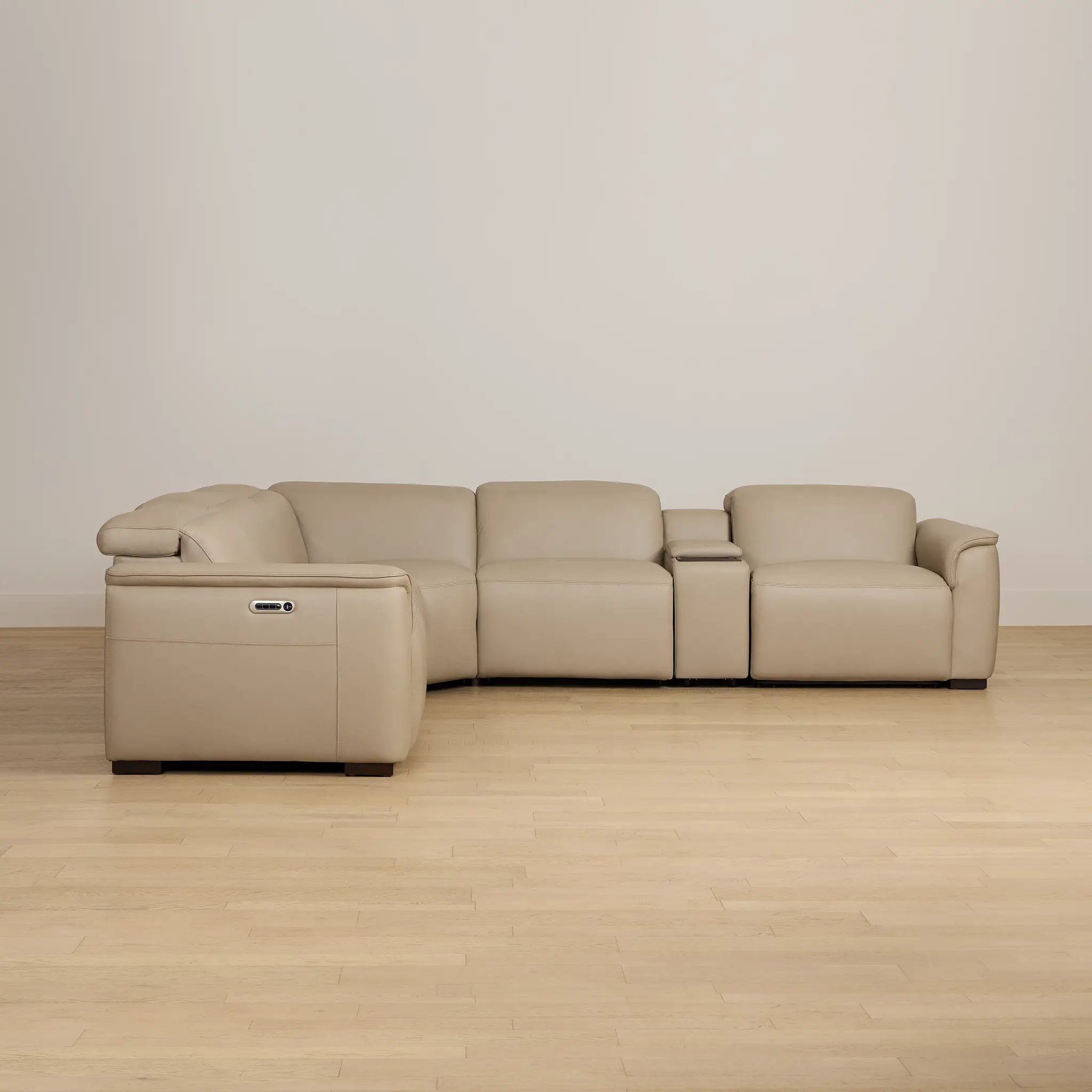 Flexsteel Brodie Taupe Lthr/vinyl Medium Dual Power 2-arm Reclining Sectional Flexsteel Brodie Taupe Lthr/vinyl Medium Dual Power 2-arm Reclining Sectional