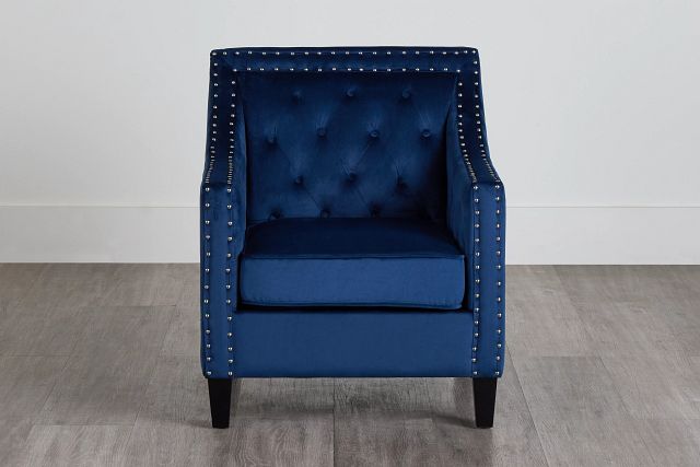 Tiffany Dark Blue Velvet Accent Chair