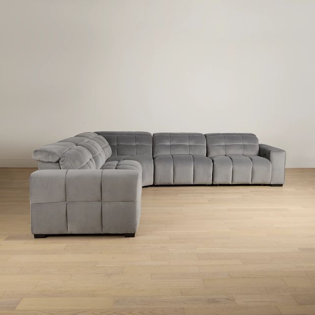 Gemma Light Gray Velvet Small Right Chaise Power Reclining Sectional
