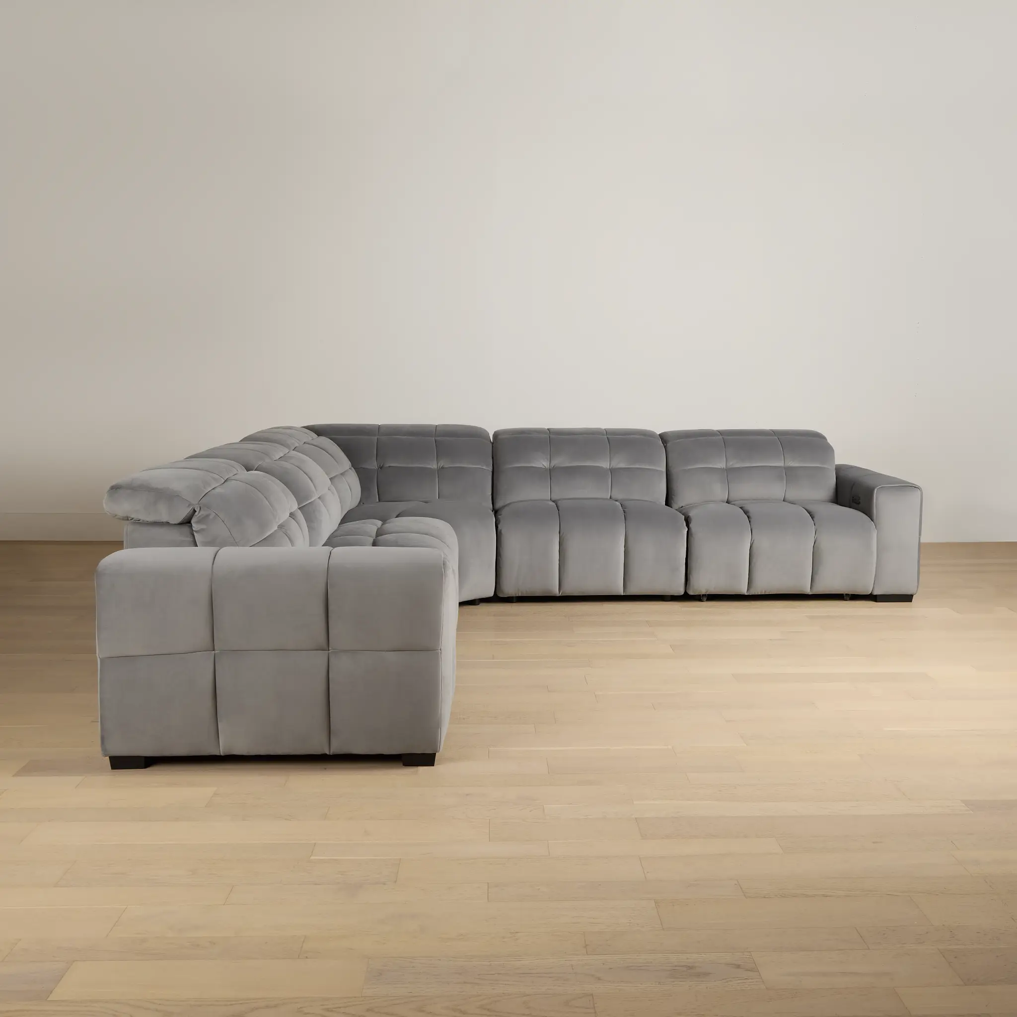 Gemma Light Gray Velvet Small Right Chaise Power Reclining Sectional Gemma Light Gray Velvet Small Right Chaise Power Reclining Sectional