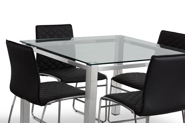 Skyline Black Square Table & 4 Metal Chairs (5)
