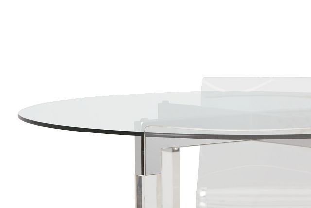 Denmark Glass Round Table & 4 Acrylic Chairs