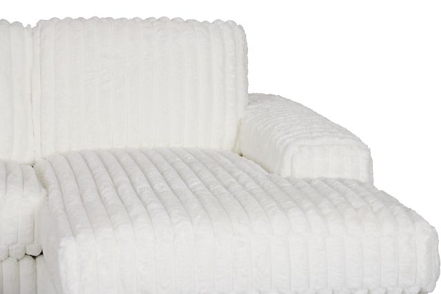 Teddy White Fabric Small Right Chaise Sectional