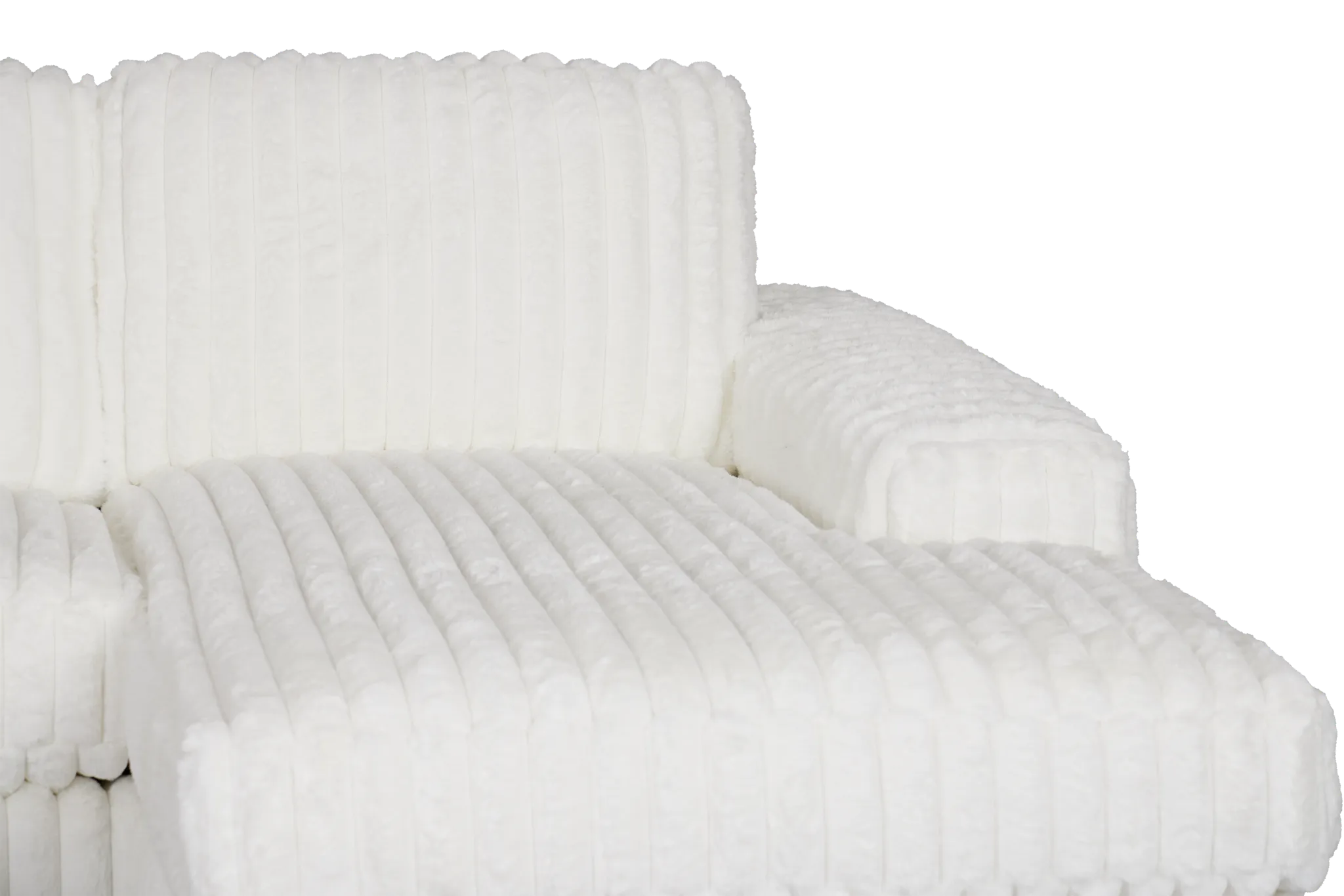 Teddy White Fabric Small Right Chaise Sectional