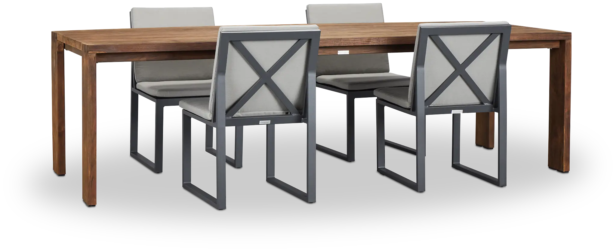 Linear Dark Gray 102" Teak Table & 4 Cushioned Side Chairs Linear Dark Gray 102" Teak Table & 4 Cushioned Side Chairs