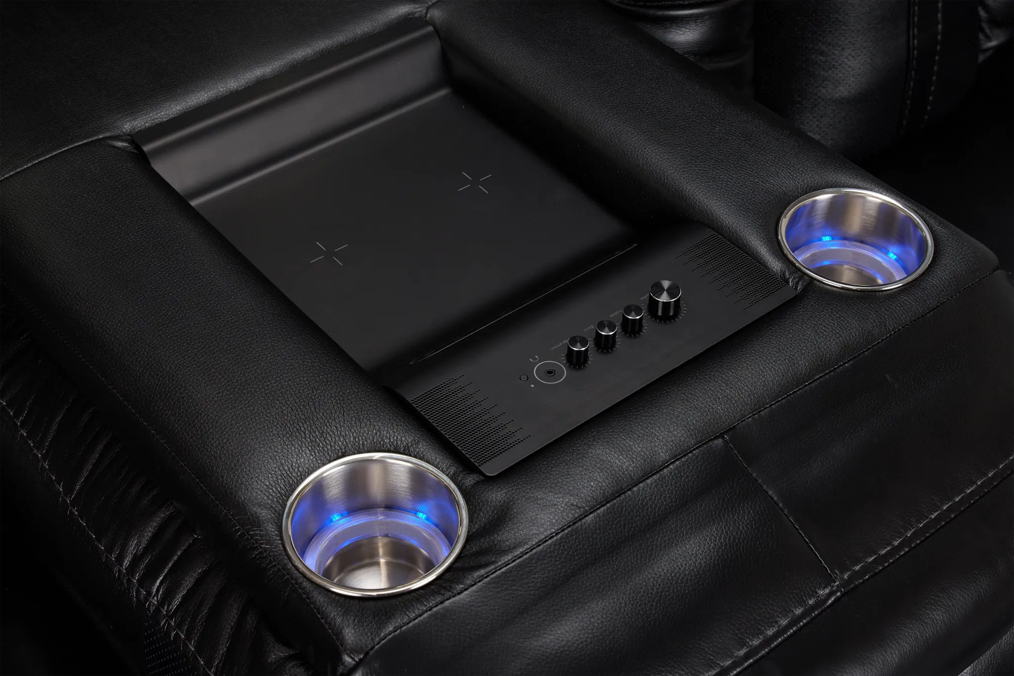 Eclipse Black Lthr/vinyl Power Reclining Sofa W/ Massage