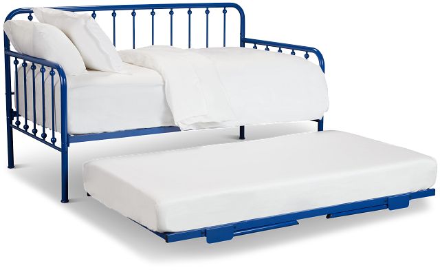 Rory Blue Metal Trundle Daybed