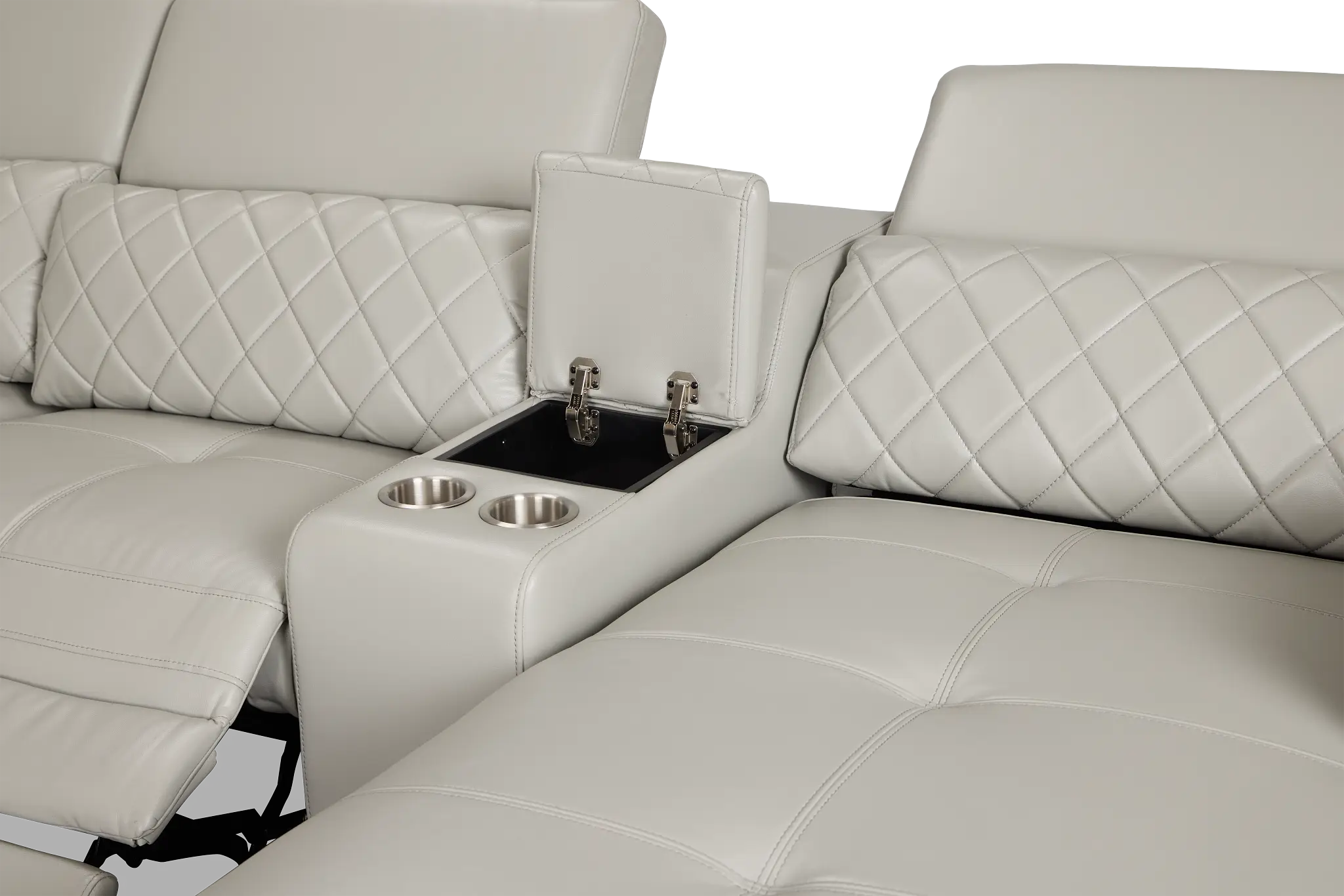 Ava Light Gray Micro Large Dual Power Right Chaise Sectional Ava Light Gray Micro Large Dual Power Right Chaise Sectional