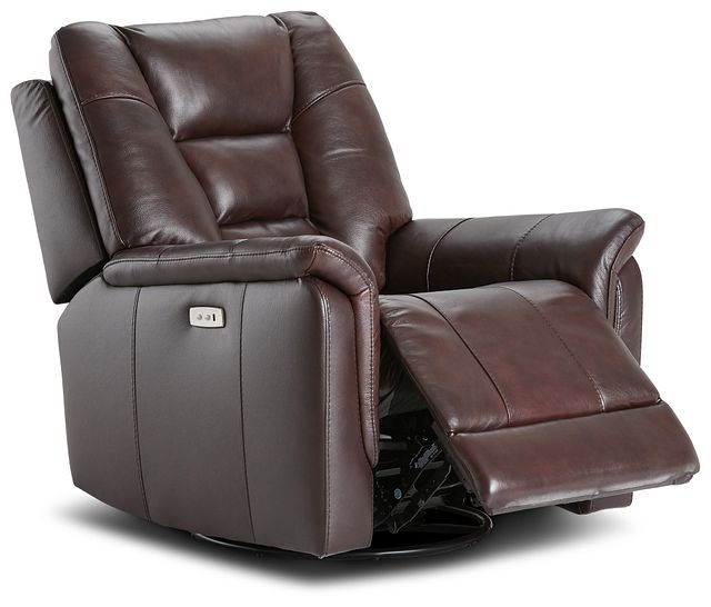 Owen Brown Leather Power Swivel Glider Recliner