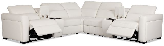 Melody White Micro Large Dual Power Reclining Two-arm Sectional