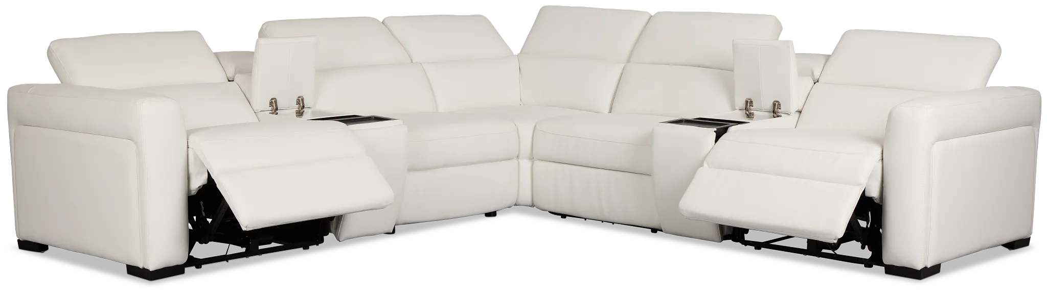 Melody White Micro Large Dual Power Reclining Two-arm Sectional