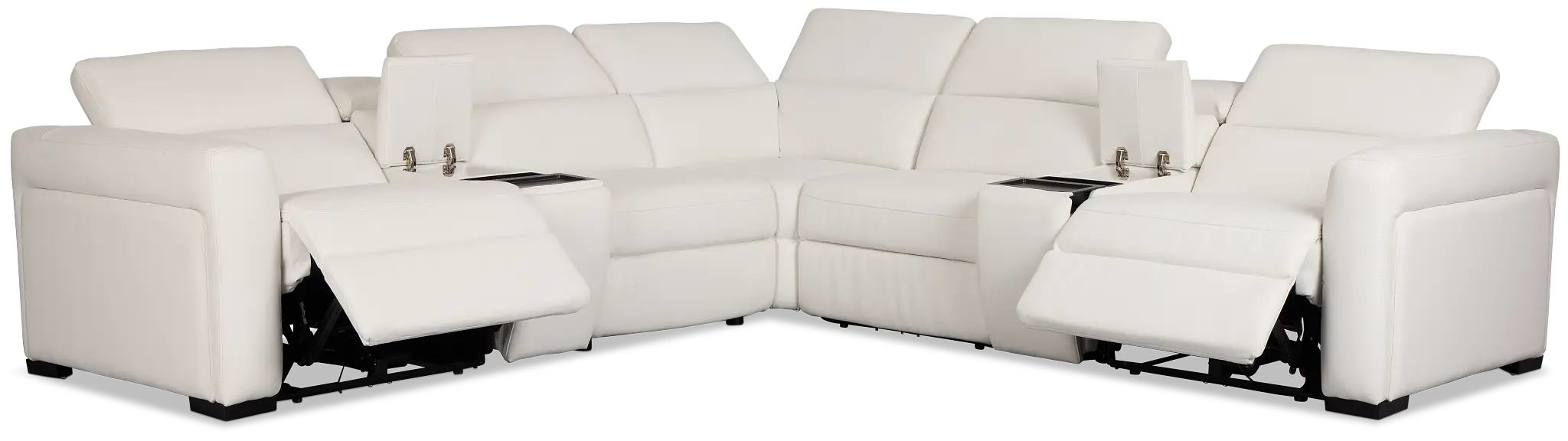 Melody White Micro Large Dual Power Reclining Two-arm Sectional Melody White Micro Large Dual Power Reclining Two-arm Sectional
