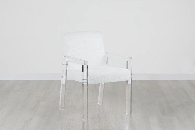 Ocean Drive White Acrylic Upholstered Arm Chair