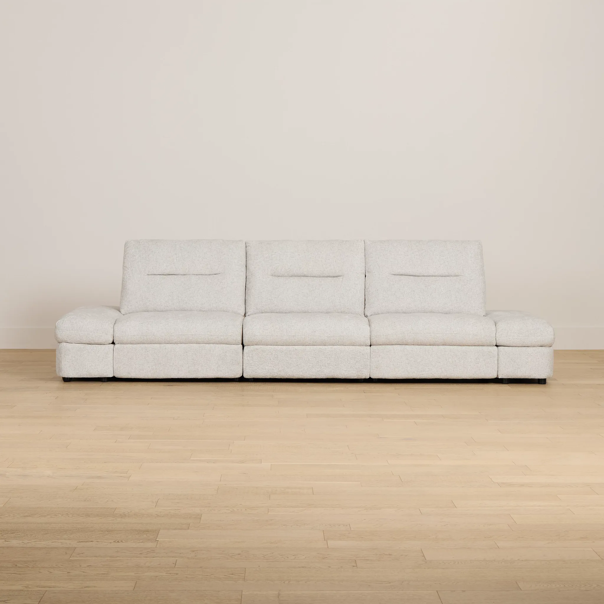 Mila Light Beige Fabric 3-piece Modular Power Sofa