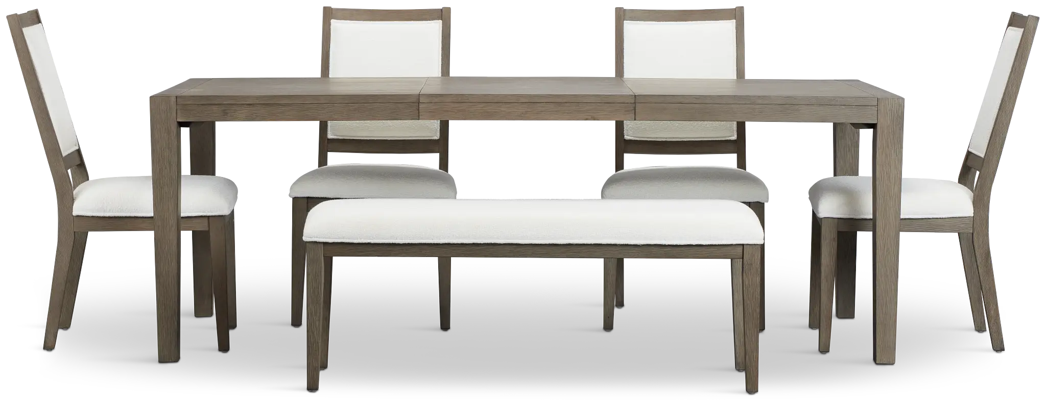 Alden Gray Rect Table, 4 Chairs & Bench Alden Gray Rect Table, 4 Chairs & Bench