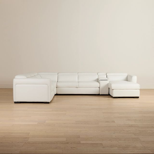 Melody White Storage Medium Right Power Reclining Chaise Sleeper Sect