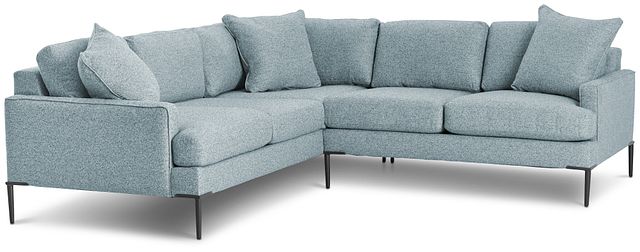 Morgan Teal Fabric Small Right 2-arm Sectional W/ Metal Legs (2)