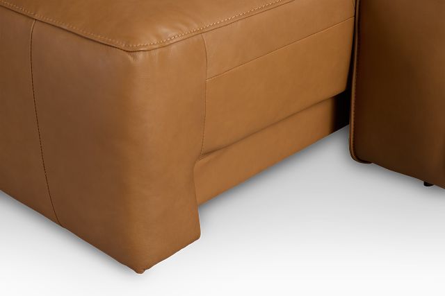 Rudy Brown Lthr/vinyl Large Dual Power 2 Arm Extension Chaise Sectional