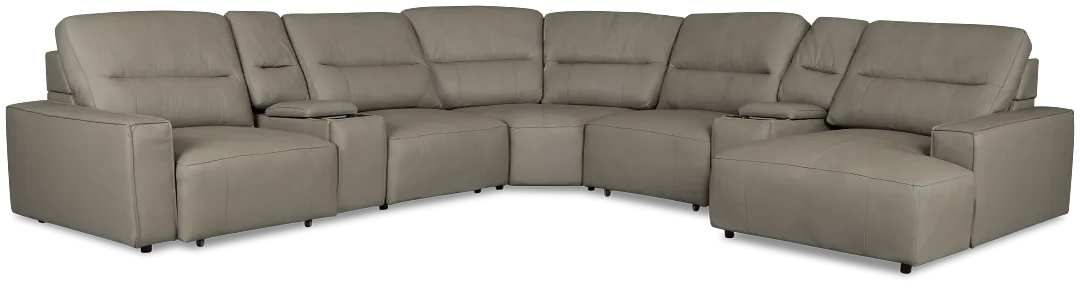 Rudy Gray Lthr/vinyl Large Dual Power Right Extension Chaise Sectional