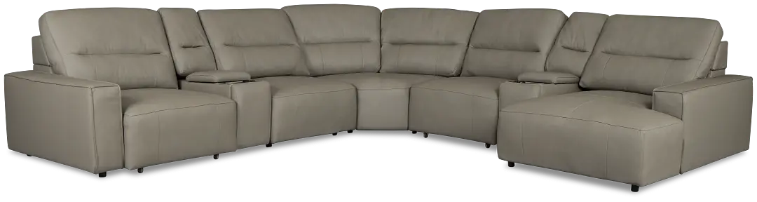 Rudy Gray Lthr/vinyl Large Dual Power Right Extension Chaise Sectional Rudy Gray Lthr/vinyl Large Dual Power Right Extension Chaise Sectional