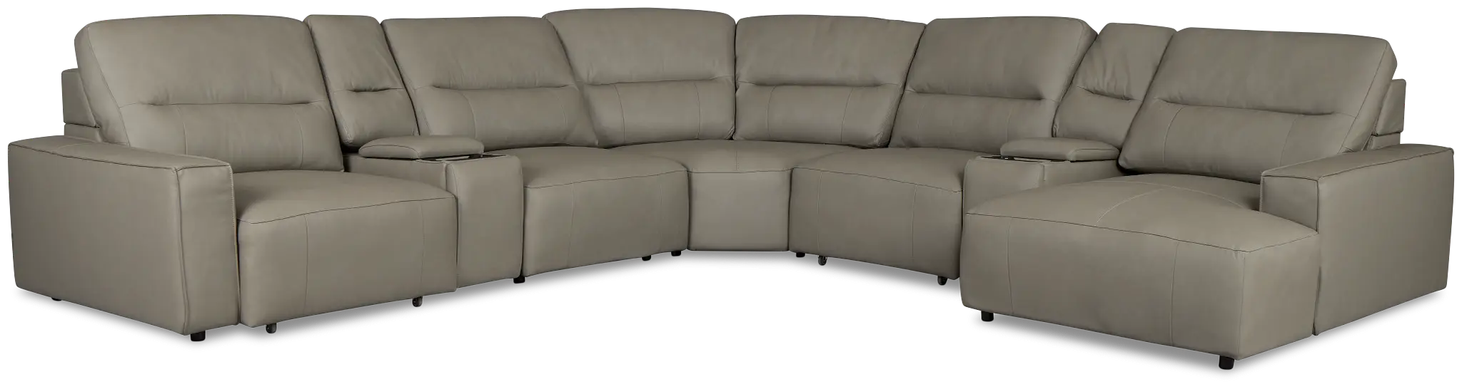 Rudy Gray Lthr/vinyl Large Dual Power Right Extension Chaise Sectional Rudy Gray Lthr/vinyl Large Dual Power Right Extension Chaise Sectional