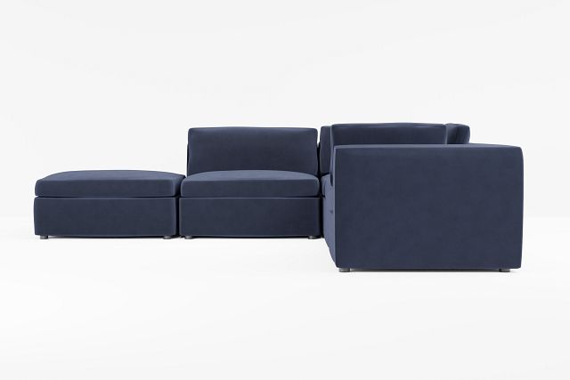 Destin Joya Dark Blue Velvet 5pc Bumper Sectional