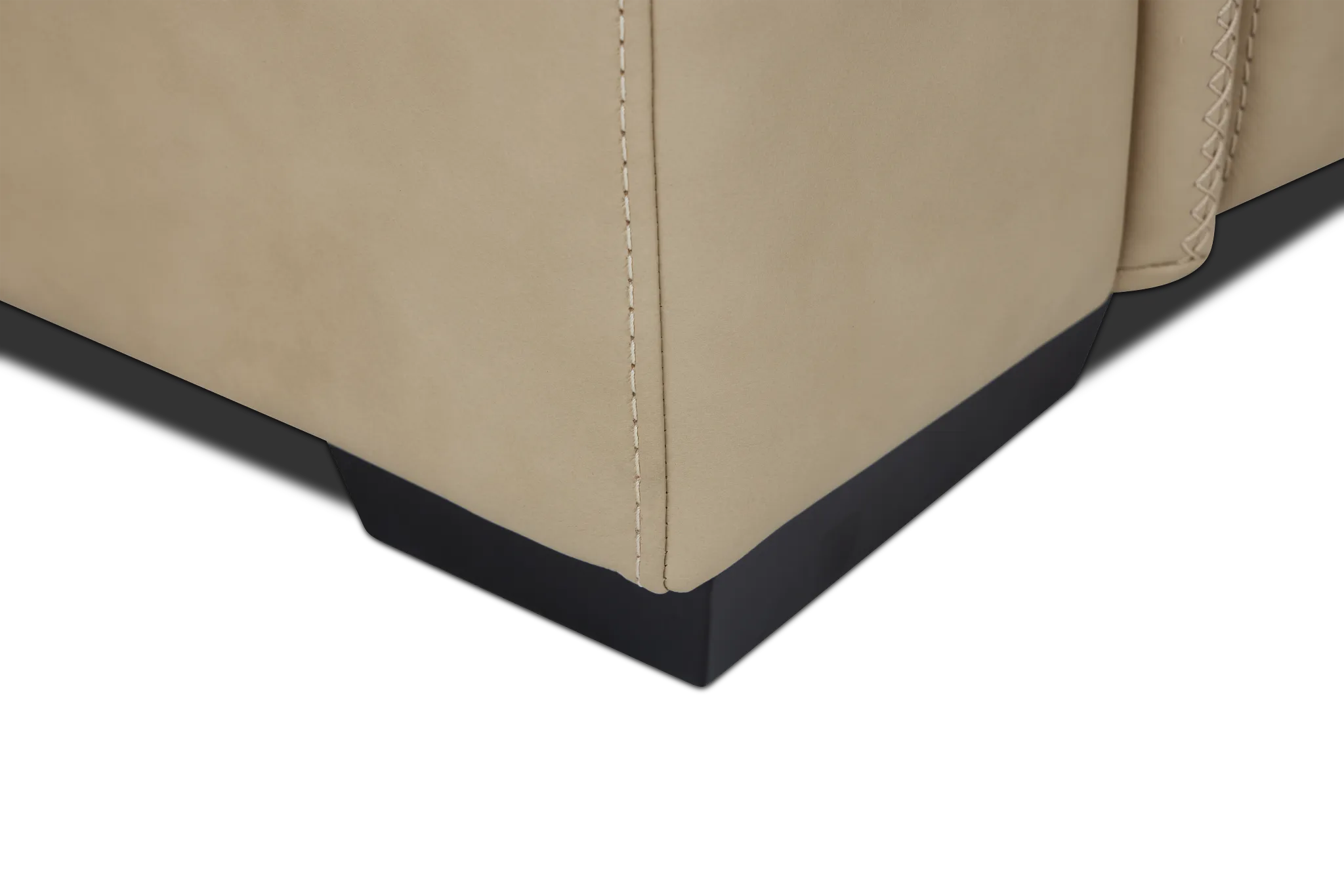 Ainsley Beige Leather Large Dual Power Reclining Two-arm Sectional