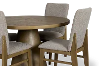 Modesto Light Tone Round Table & 4 Upholstered Chairs