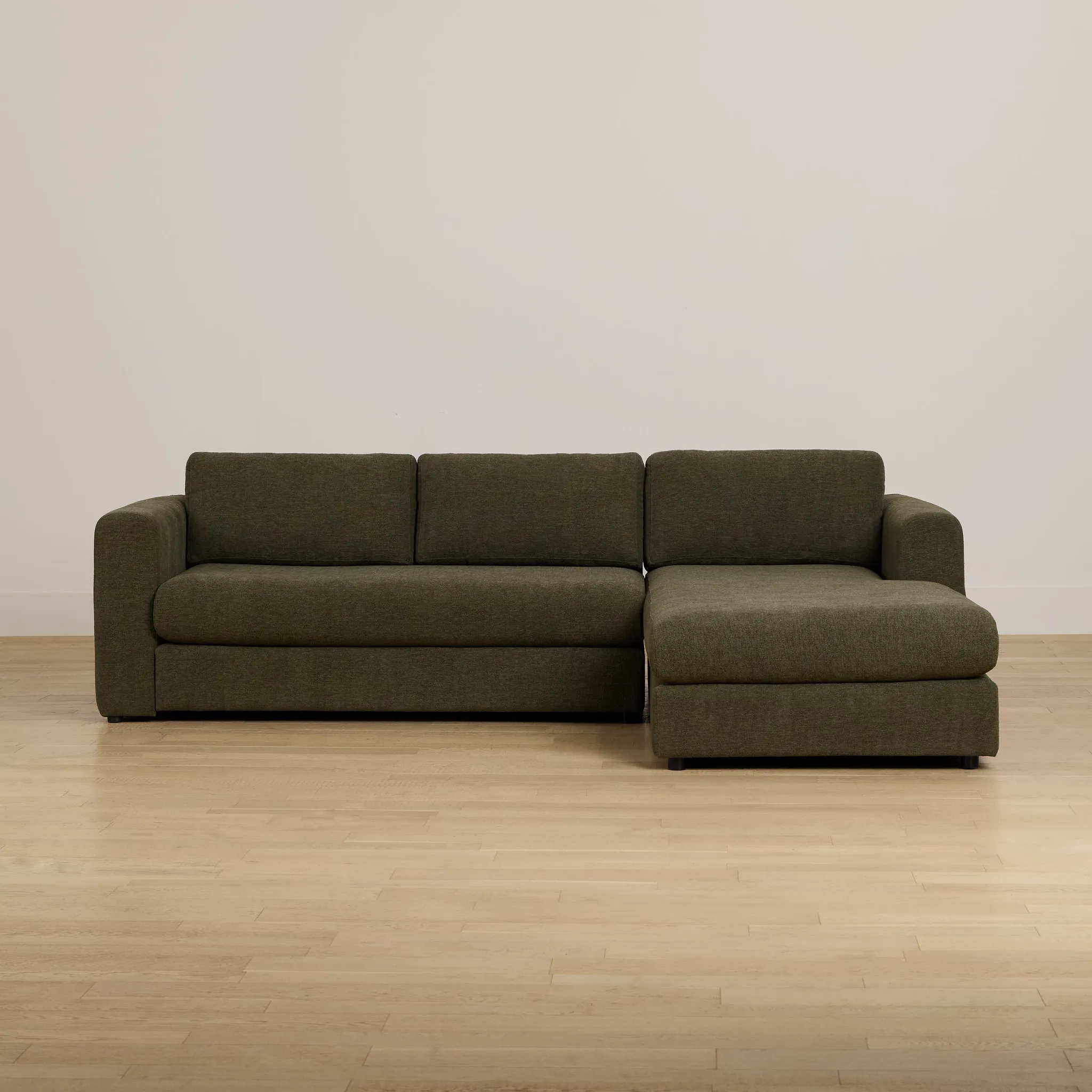 Alma Dark Green Fabric Right Chaise Sectional