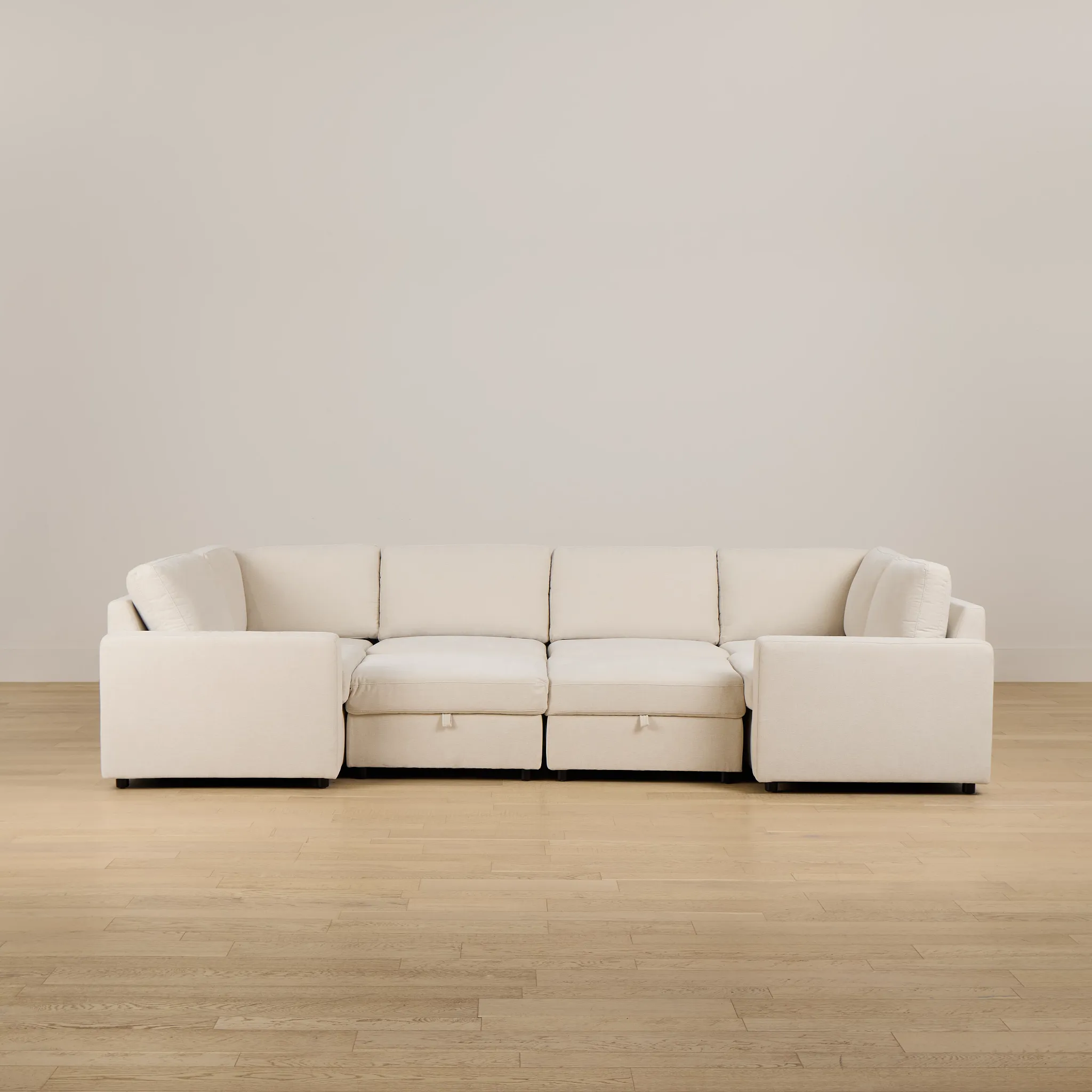 Addie Beige Fabric 8-piece Pit Storage Sectional