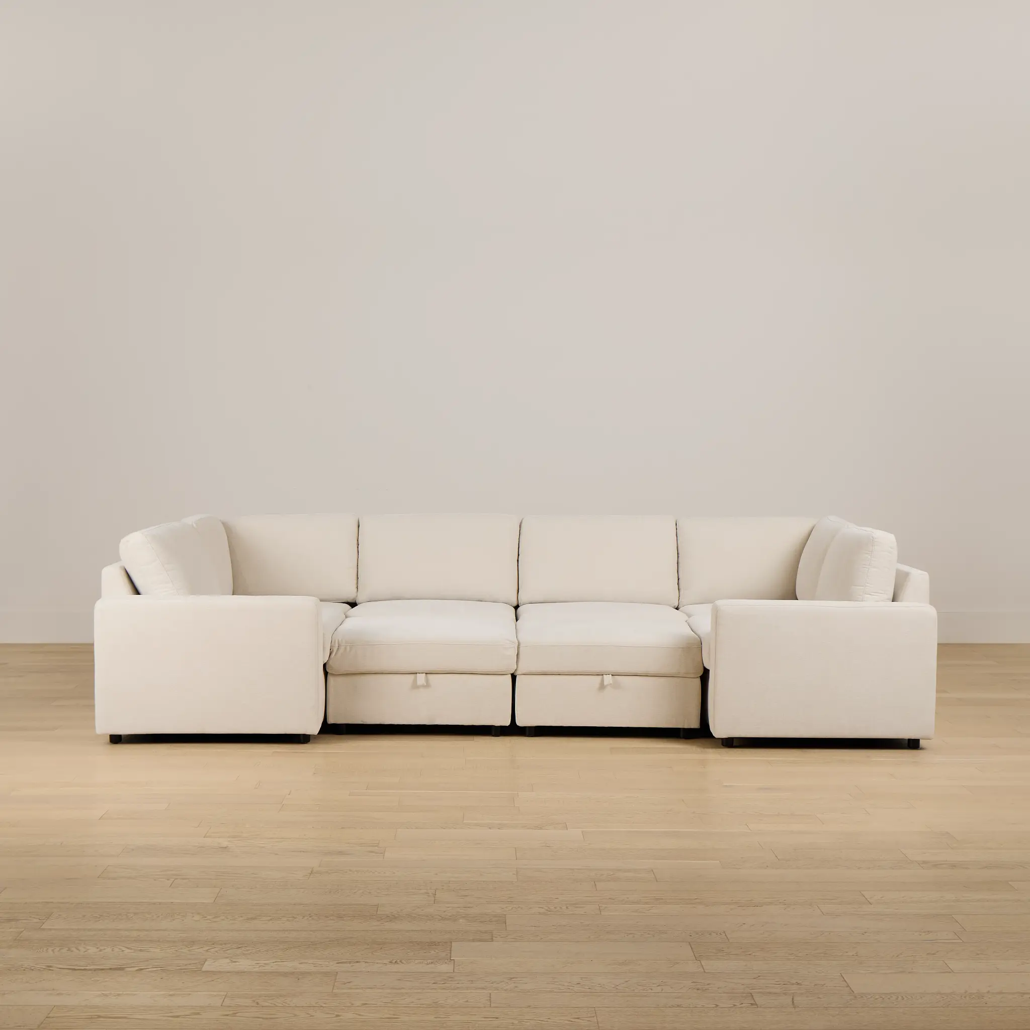 Addie Beige Fabric 8-piece Pit Storage Sectional Addie Beige Fabric 8-piece Pit Storage Sectional