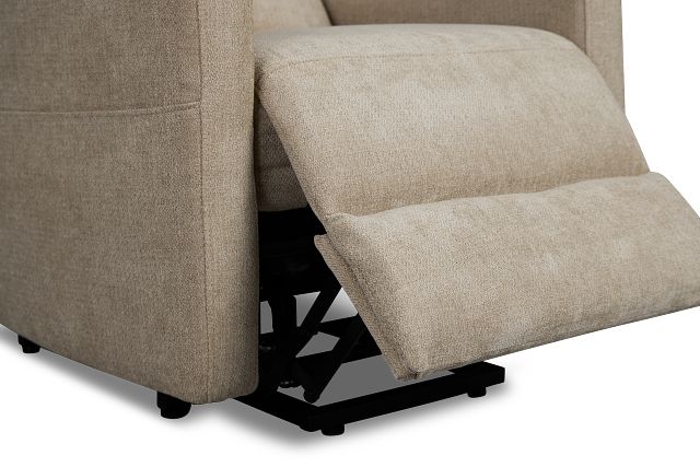 Talon Beige Fabric Power Lift Recliner