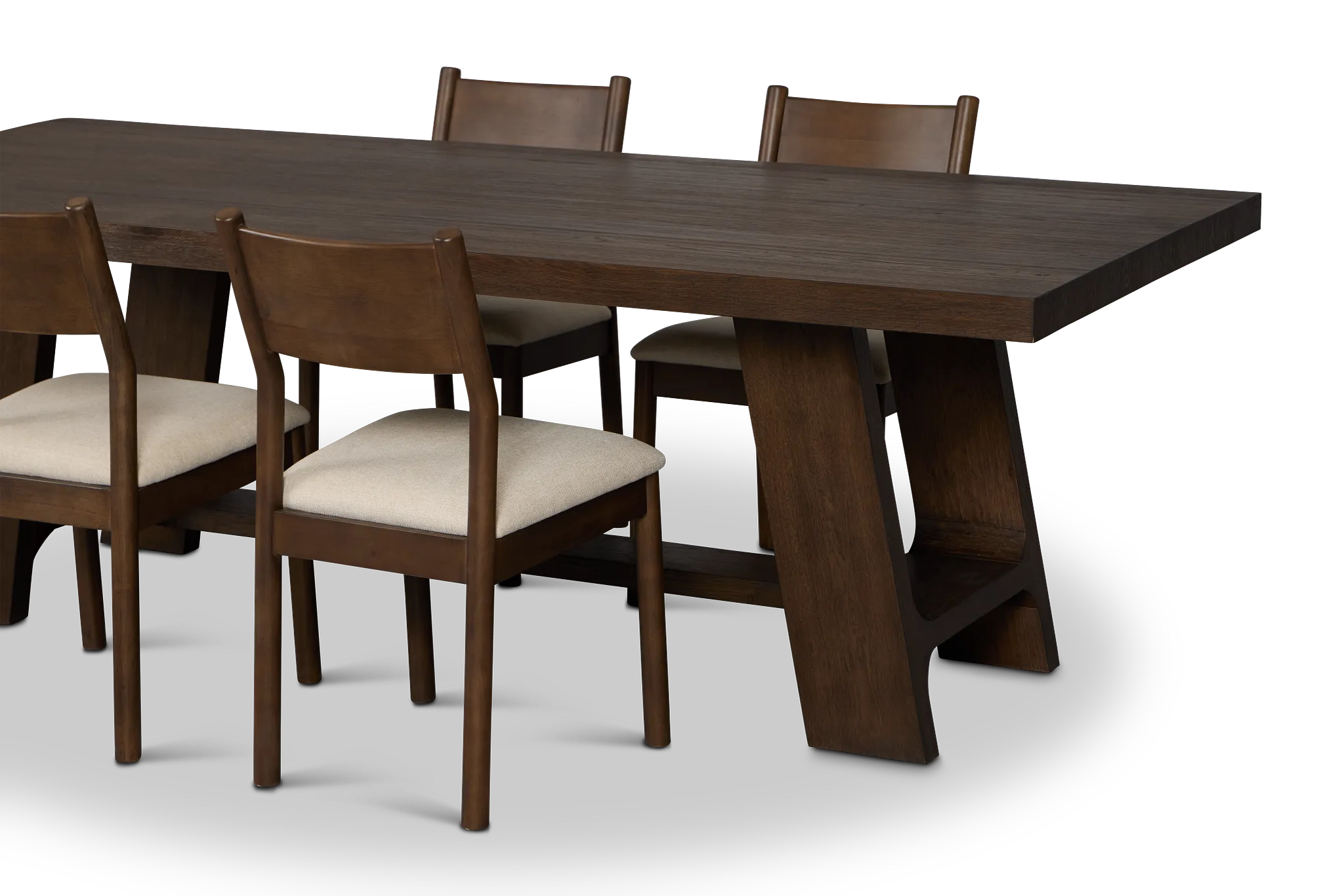 Rochester Dark Tone Rectangular Table & 4 Upholstered Chairs