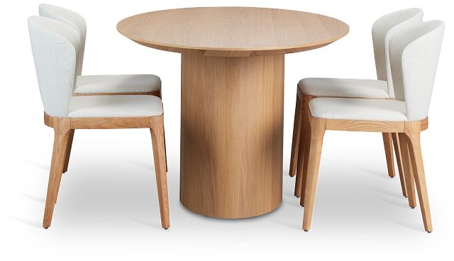 Nomad Light Tone 78" Oval Table & 4 Light Beige Chairs W/light Tone Leg