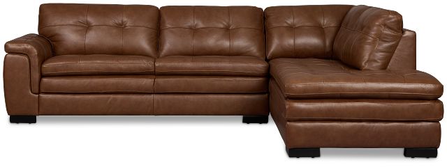 Braden Medium Brown Leather Small Right Bumper Sectional