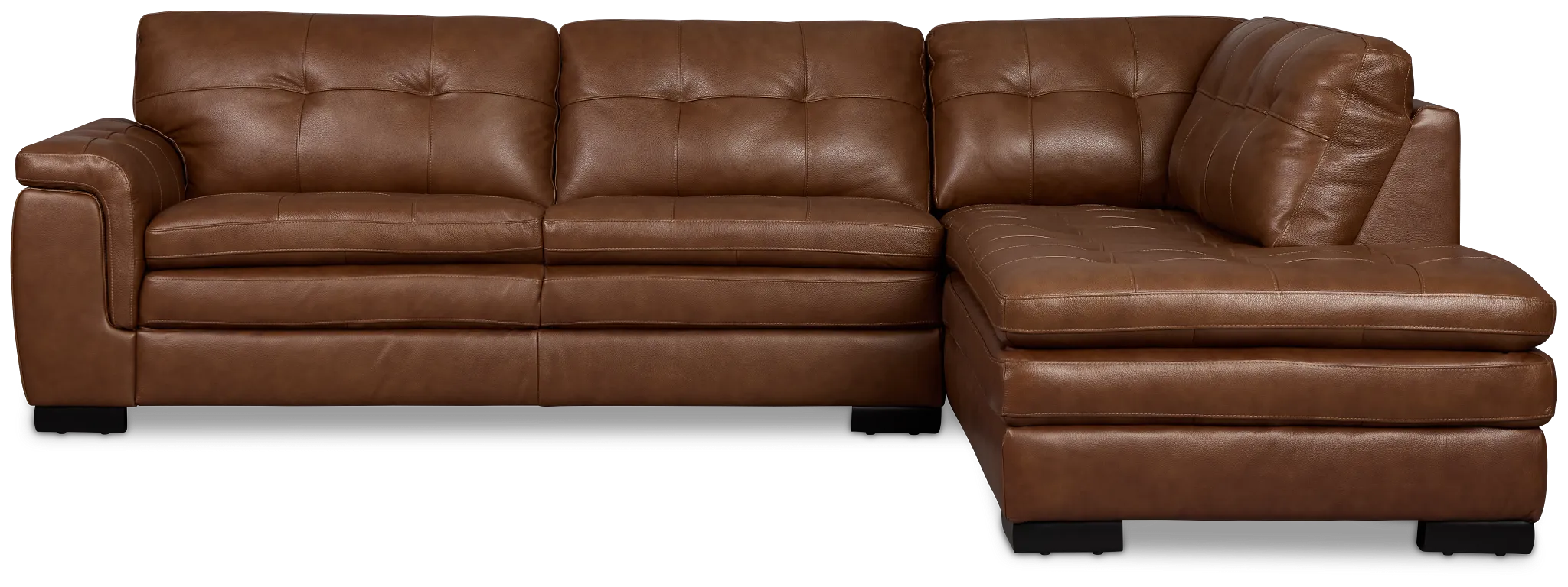 Braden Medium Brown Leather Small Right Bumper Sectional