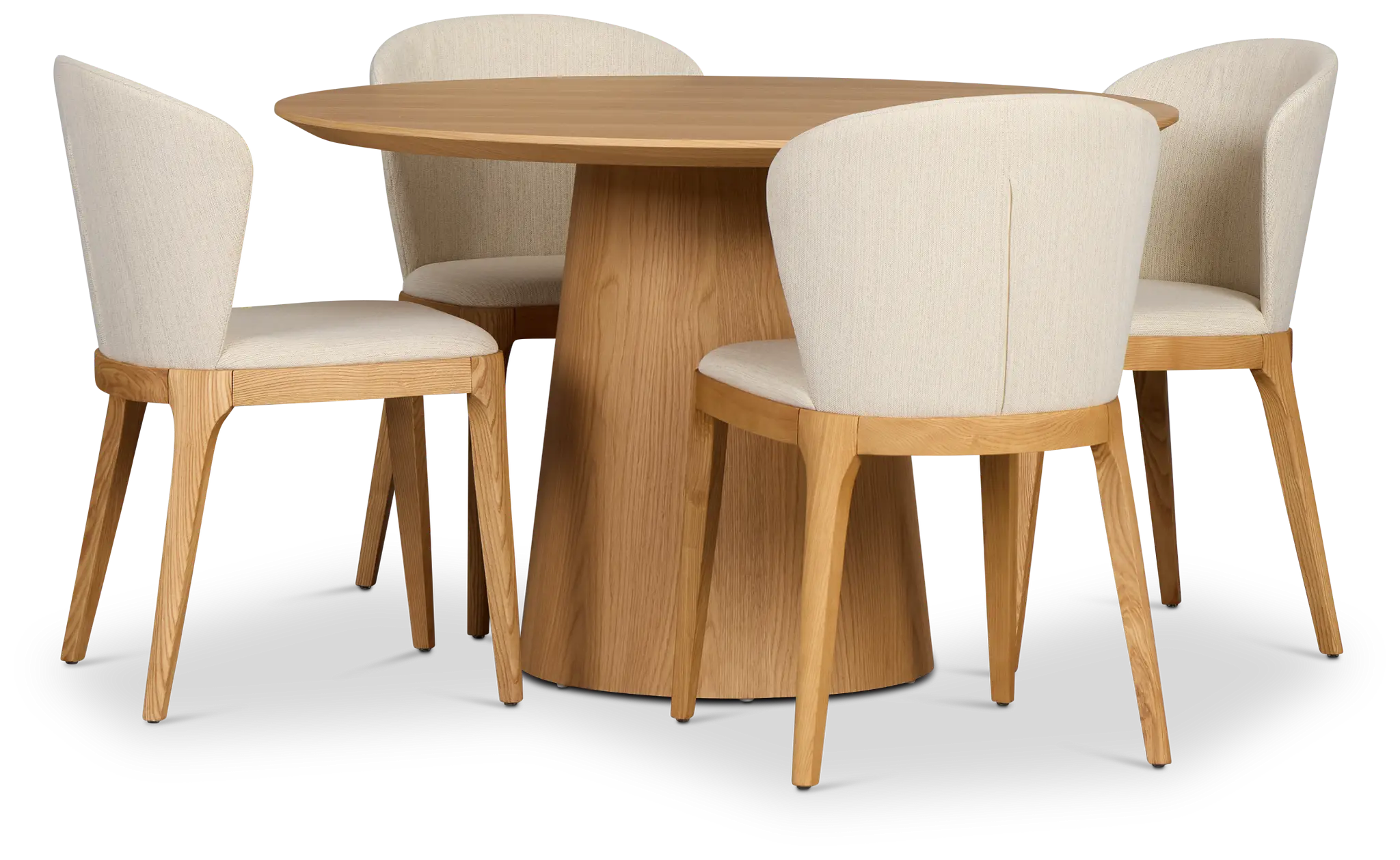 Nomad Light Tone 47" Round Table &4 Light Beige Chairs W/light Tone Leg Nomad Light Tone 47" Round Table &4 Light Beige Chairs W/light Tone Leg