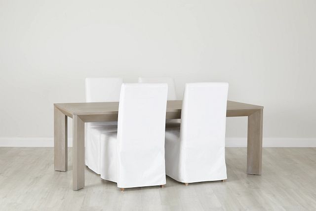 Destination Light Tone 84" Table & 4 Skirted Chairs