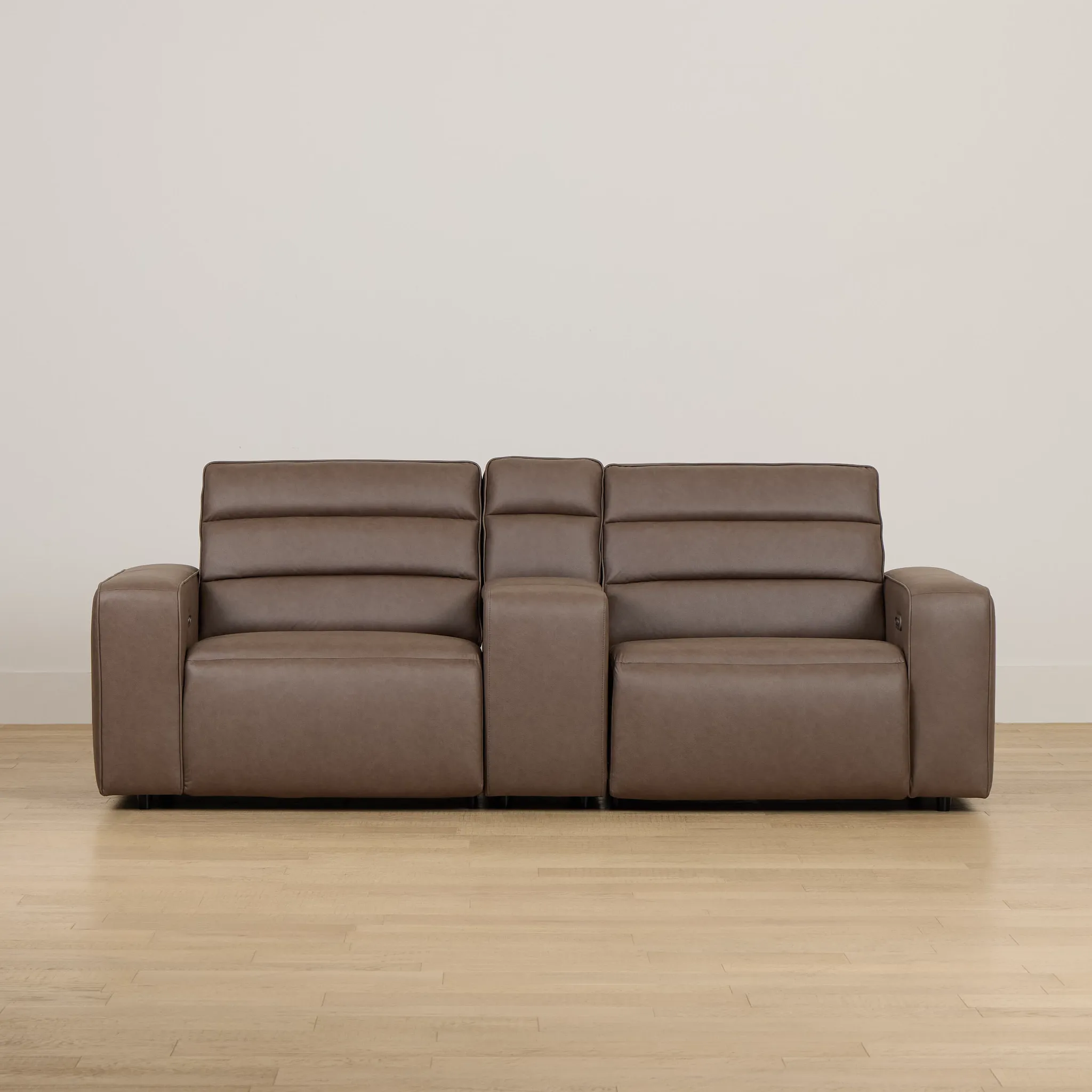 Sawyer Dark Brown Micro Power Reclining Console Loveseat