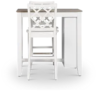 Edgartown Two-tone Storage High Table & 2 White Wood Barstools