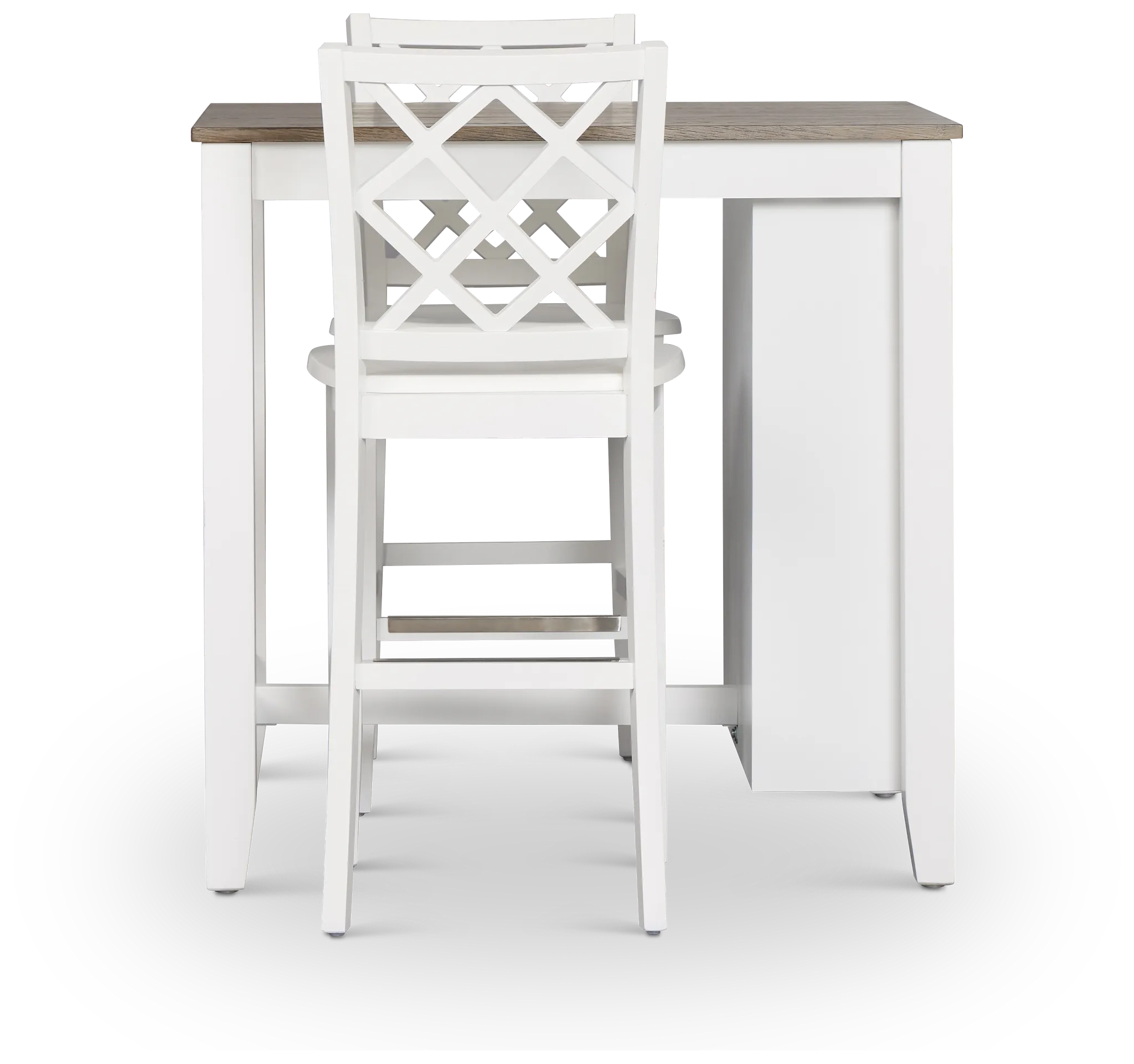 Edgartown Two-tone Storage High Table & 2 White Wood Barstools
