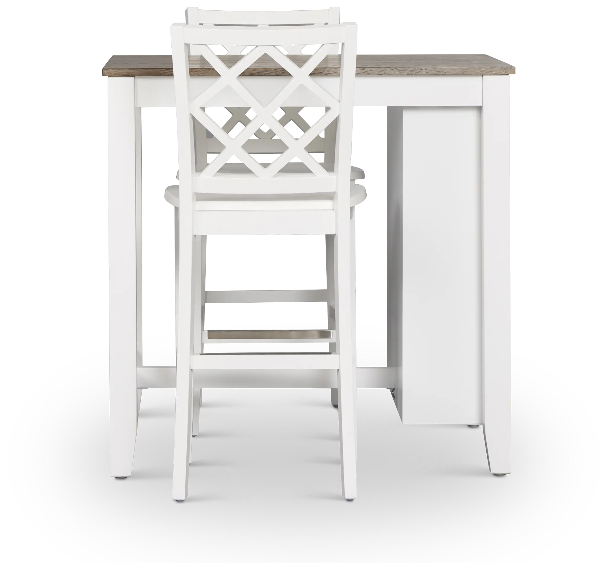 Edgartown Two-tone Storage High Table & 2 White Wood Barstools Edgartown Two-tone Storage High Table & 2 White Wood Barstools