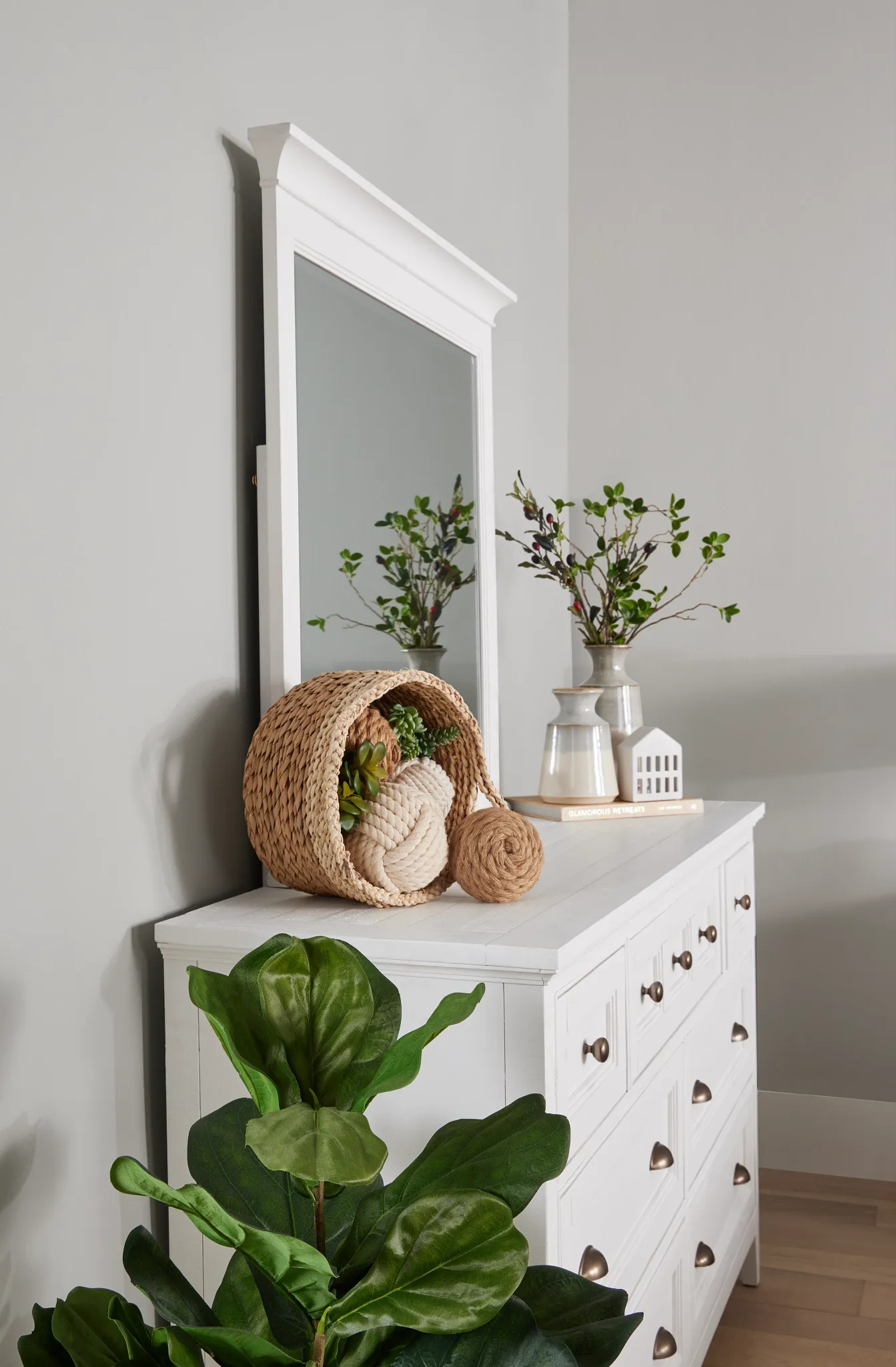 Heron Cove White Dresser & Mirror