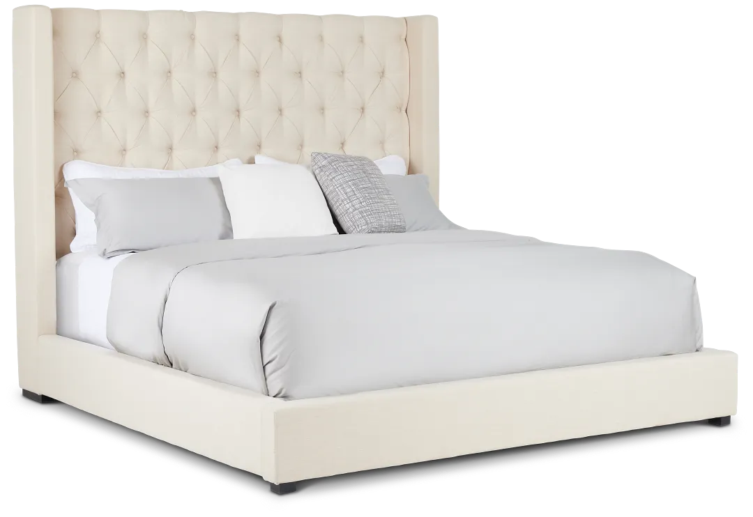 Lacey Beige Uph Platform Bed